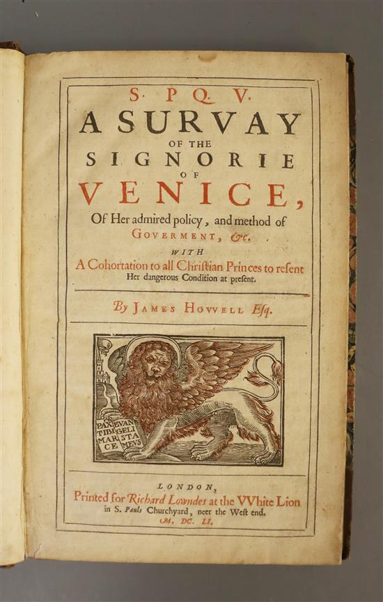 Howell, James - S.P.Q.V.: A Survey of the Signorie of Venice, folio, 18th century half calf,